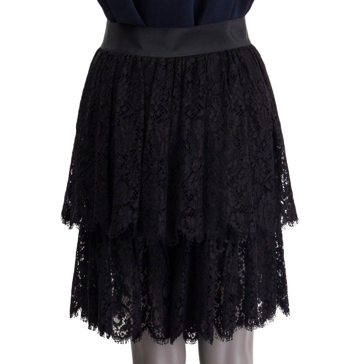 CHANEL black cotton 2013 LACE SKORTS Skirt 38 S 1