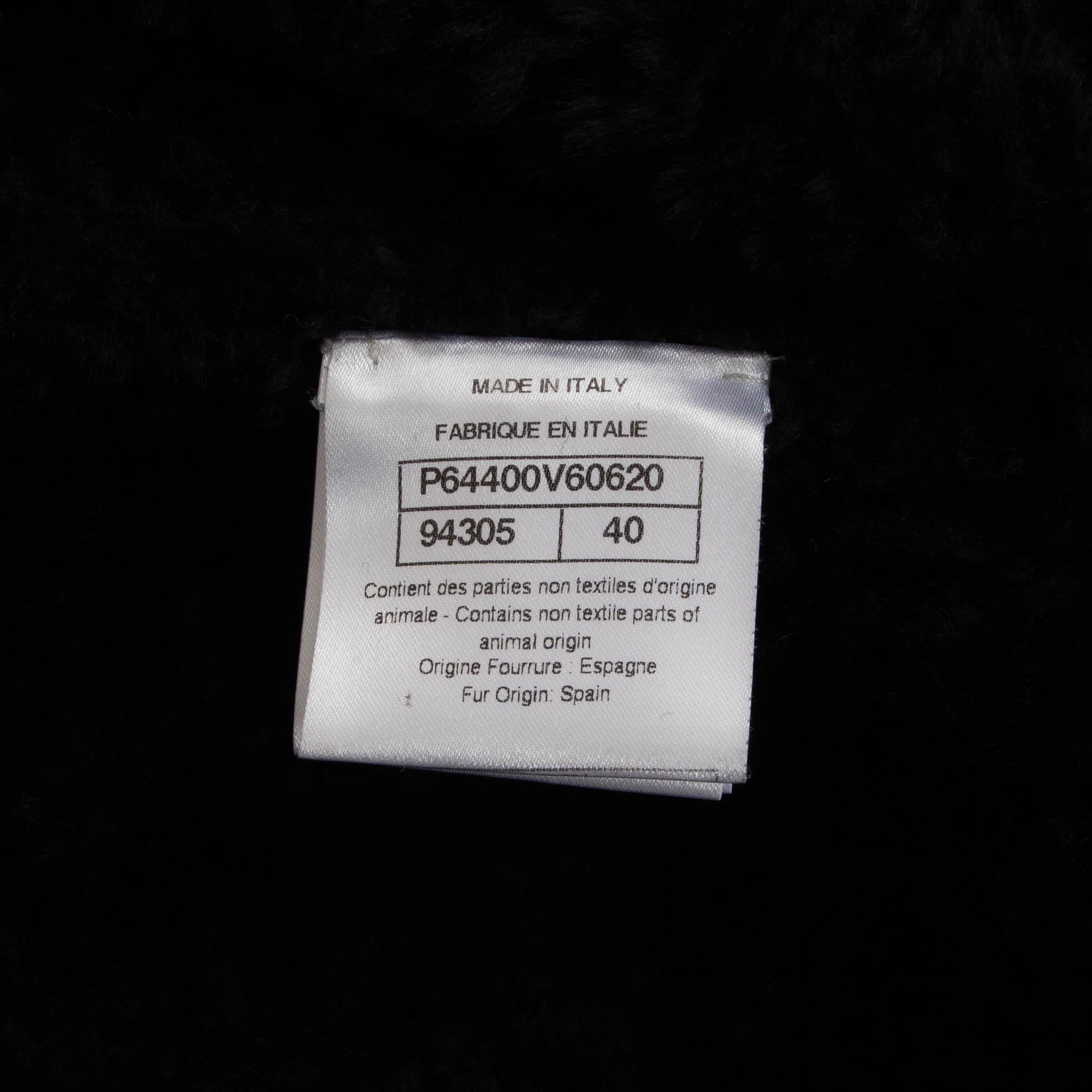 CHANEL black cotton 20A RUE CAMBOM SHEARLING LINED Jacket 40 M For Sale 4