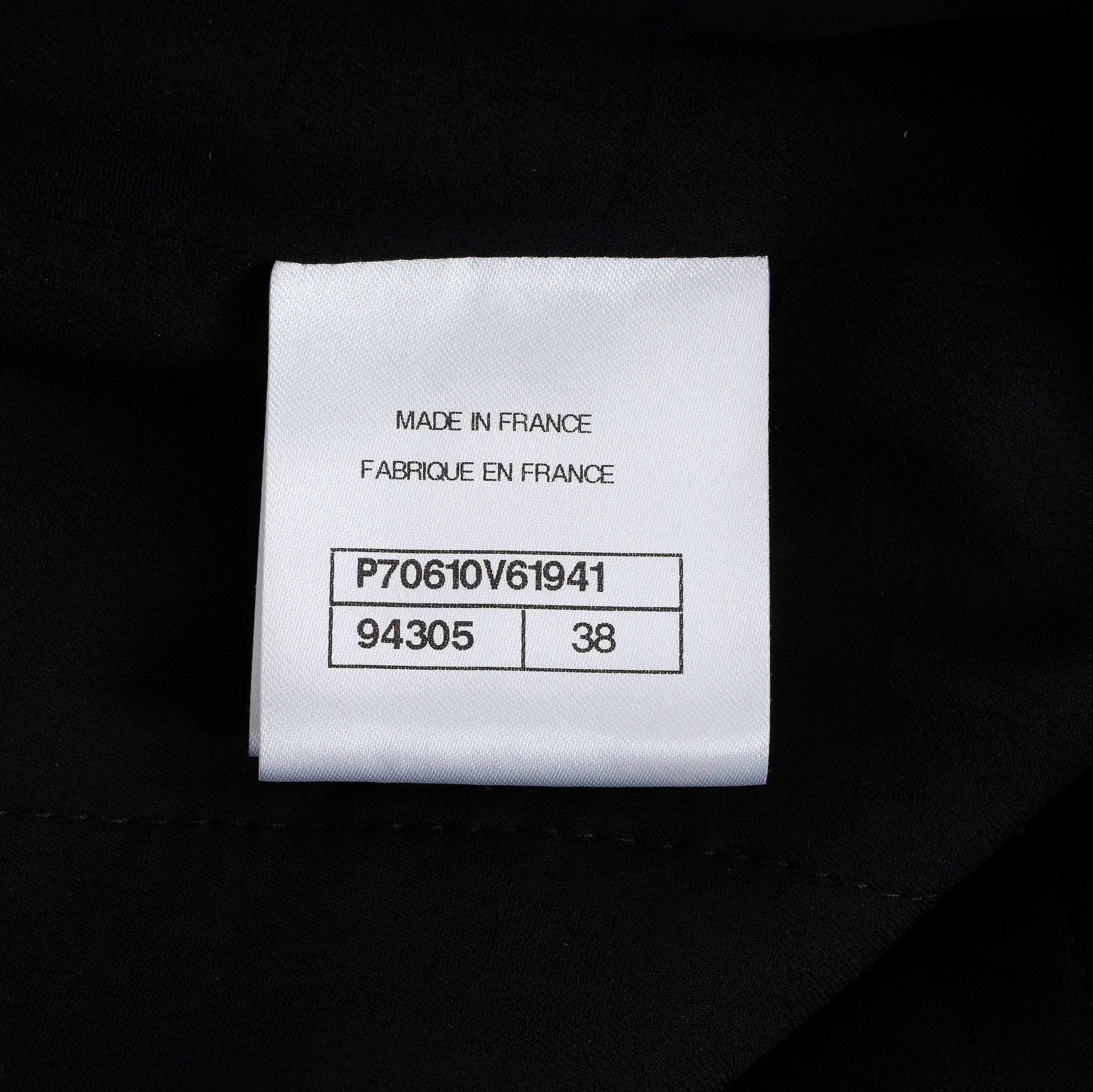 CHANEL black cotton 21S SEQUIN TRIM TWEED Vest Jacket 38 S For Sale 3