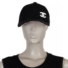CHANEL black cotton 22P PEARL CC Baseball Cap Hat 56 - 58