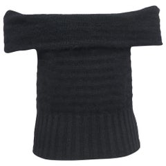 Chanel Black Cotton & Angora Blend Knit Off-Shoulder Top L
