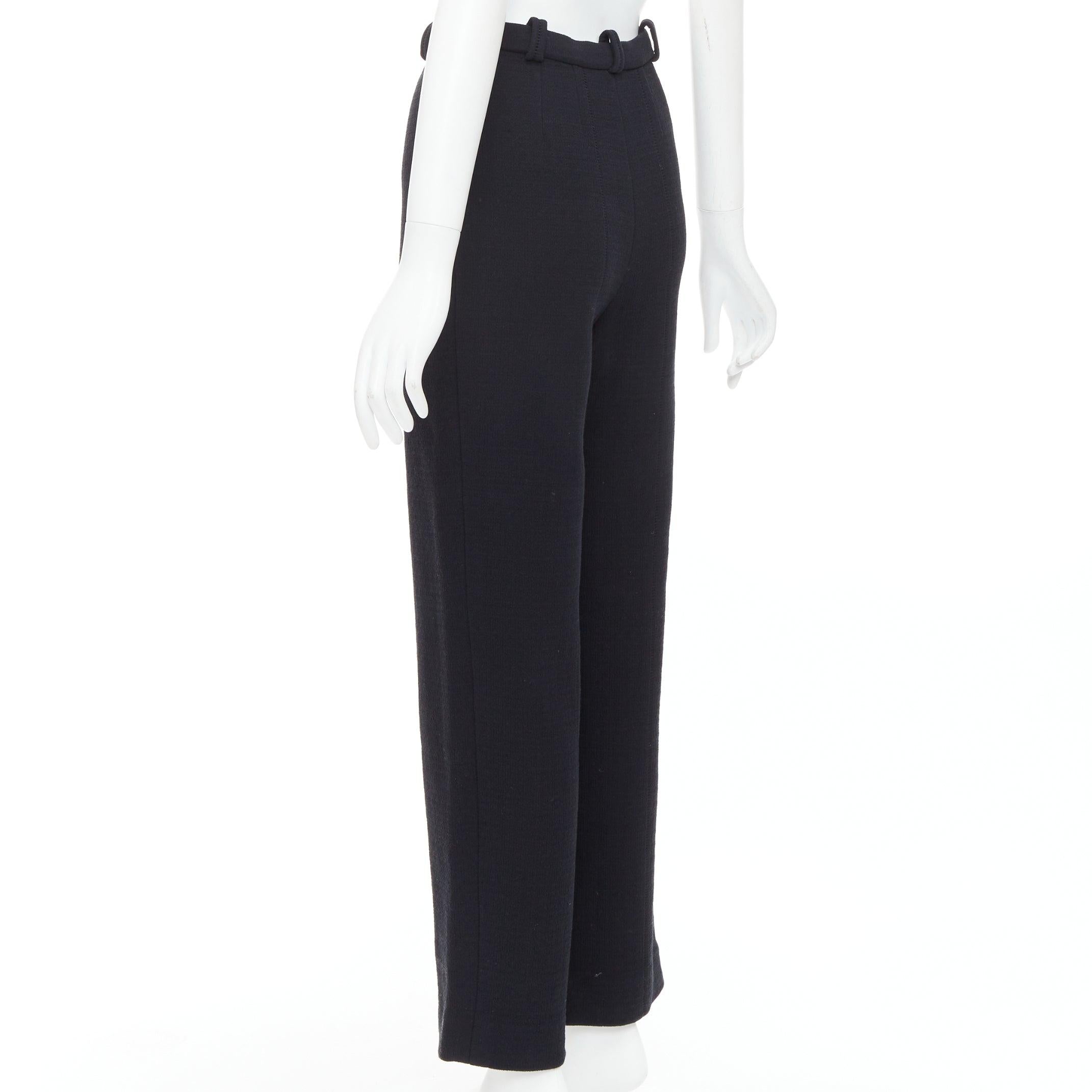 CHANEL black cotton blend 5 crystal button structured pants FR36 S For Sale 1