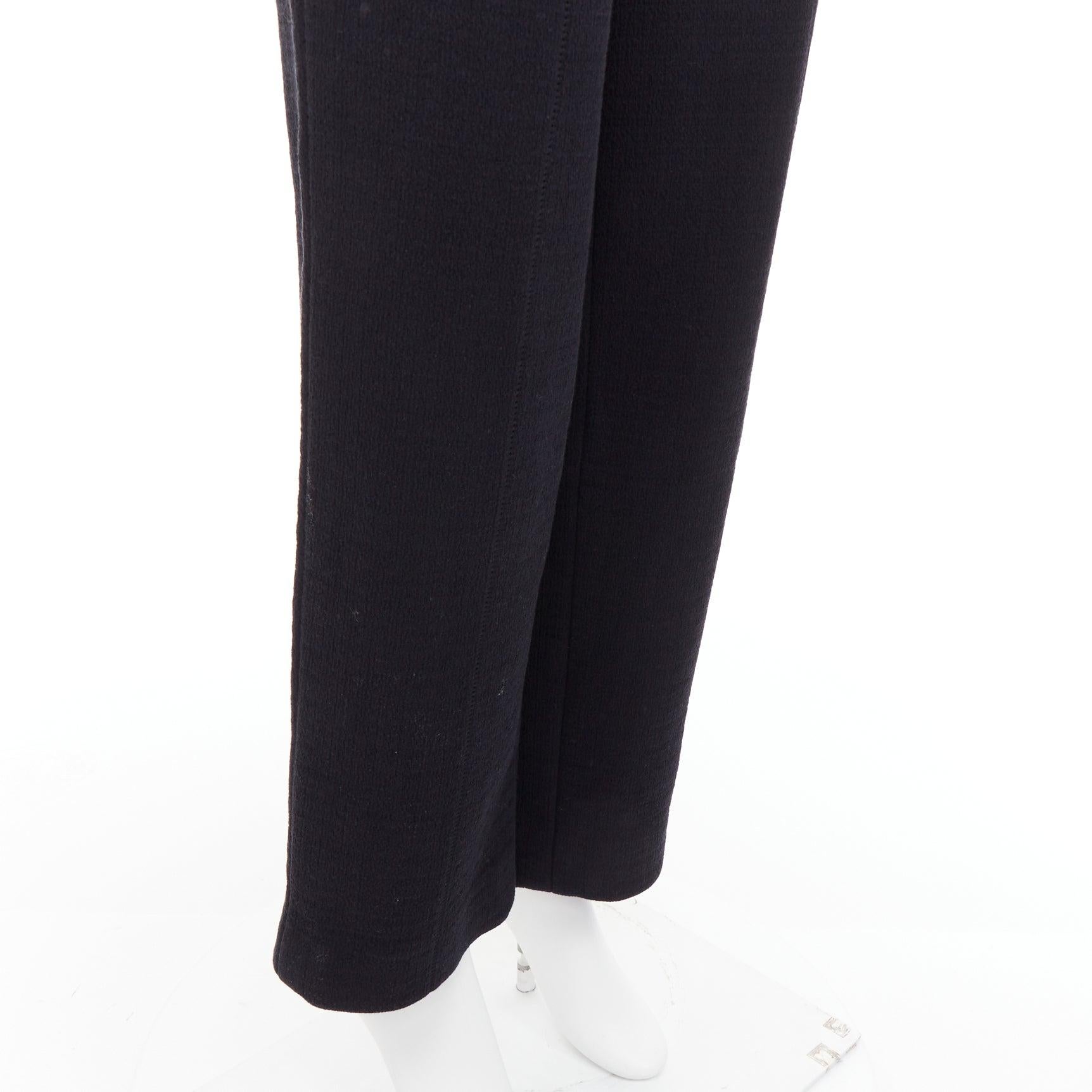 CHANEL black cotton blend 5 crystal button structured pants FR36 S For Sale 2