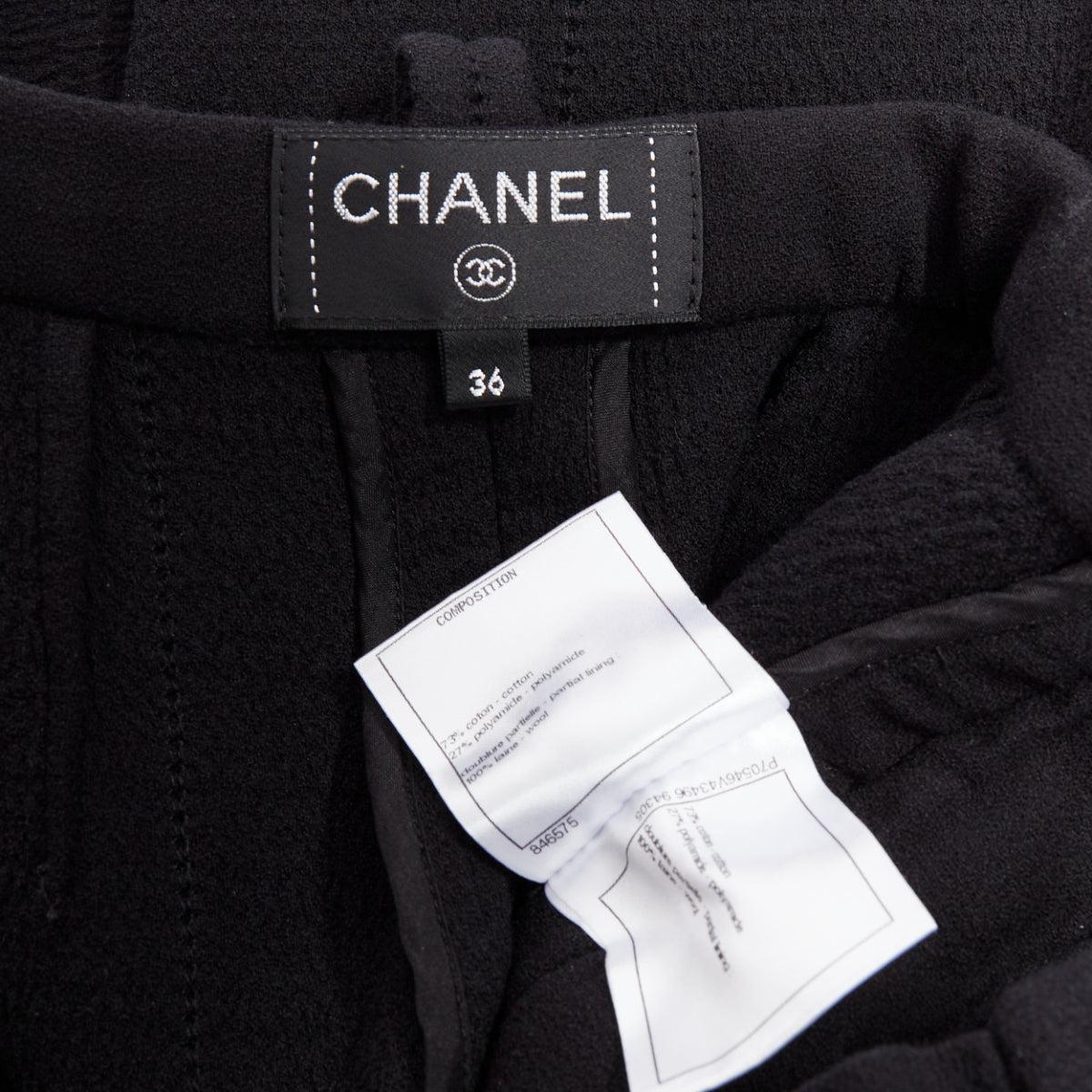 CHANEL black cotton blend 5 crystal button structured pants FR36 S For Sale 3