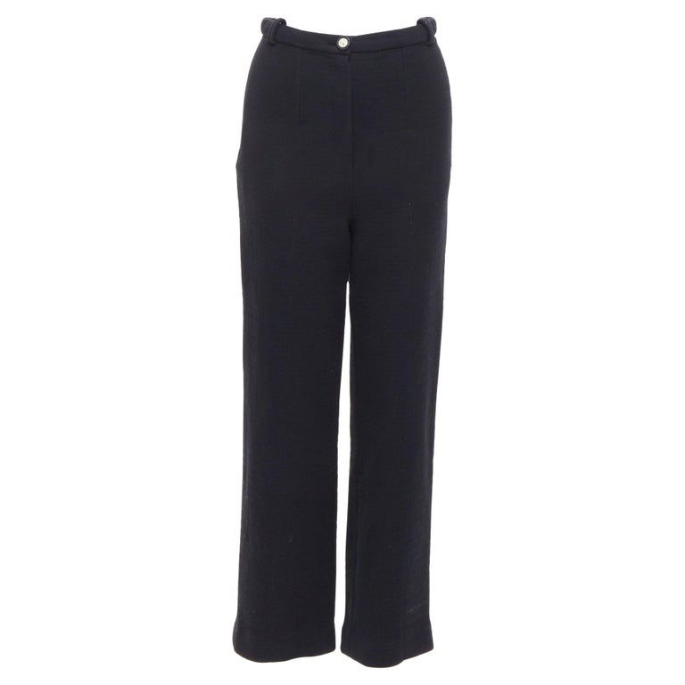 CHANEL pantalón estructurado negro mezcla de algodón botones