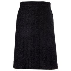 high waisted a line skirt CHANEL black cotton blend BOUCLE TWEED HIGH WAISTED A-Line Skirt 36 XS