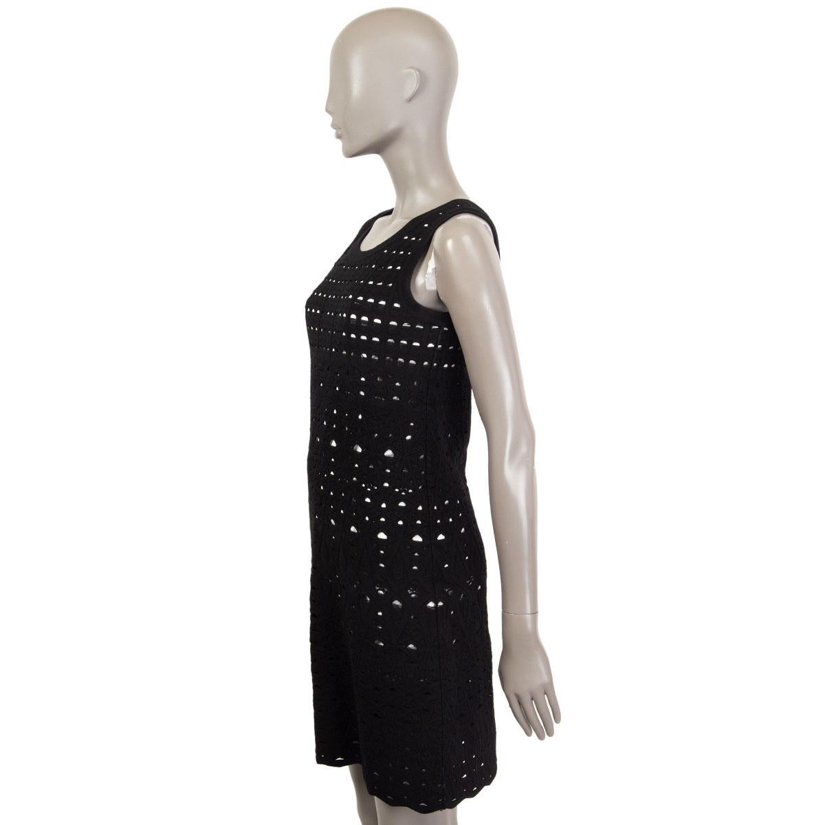 Black CHANEL black cotton blend CROCHET Sleeveless Dress 36 XS For Sale