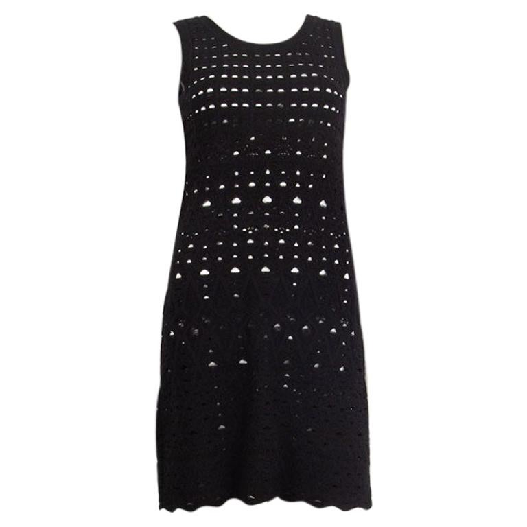 CHANEL black cotton blend CROCHET Sleeveless Dress 36 XS For Sale
