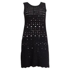 CHANEL black cotton blend CROCHET Sleeveless Dress 36 XS