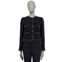 CHANEL black cotton BRAID TRIM FOUR POCKET Blazer Jacket 36 XS