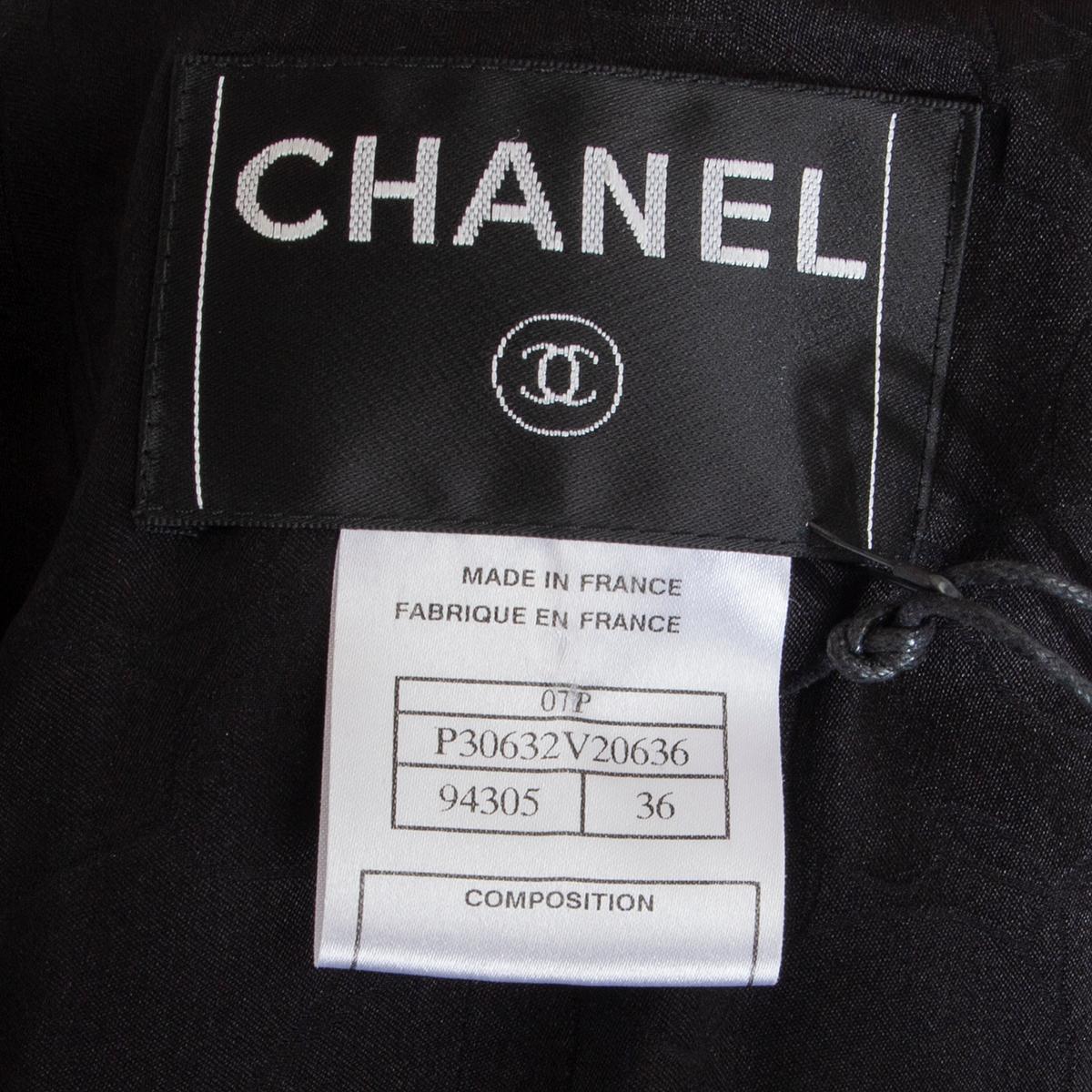 Black CHANEL black cotton BRAID TRIM FOUR POCKET Blazer Jacket 36 XS