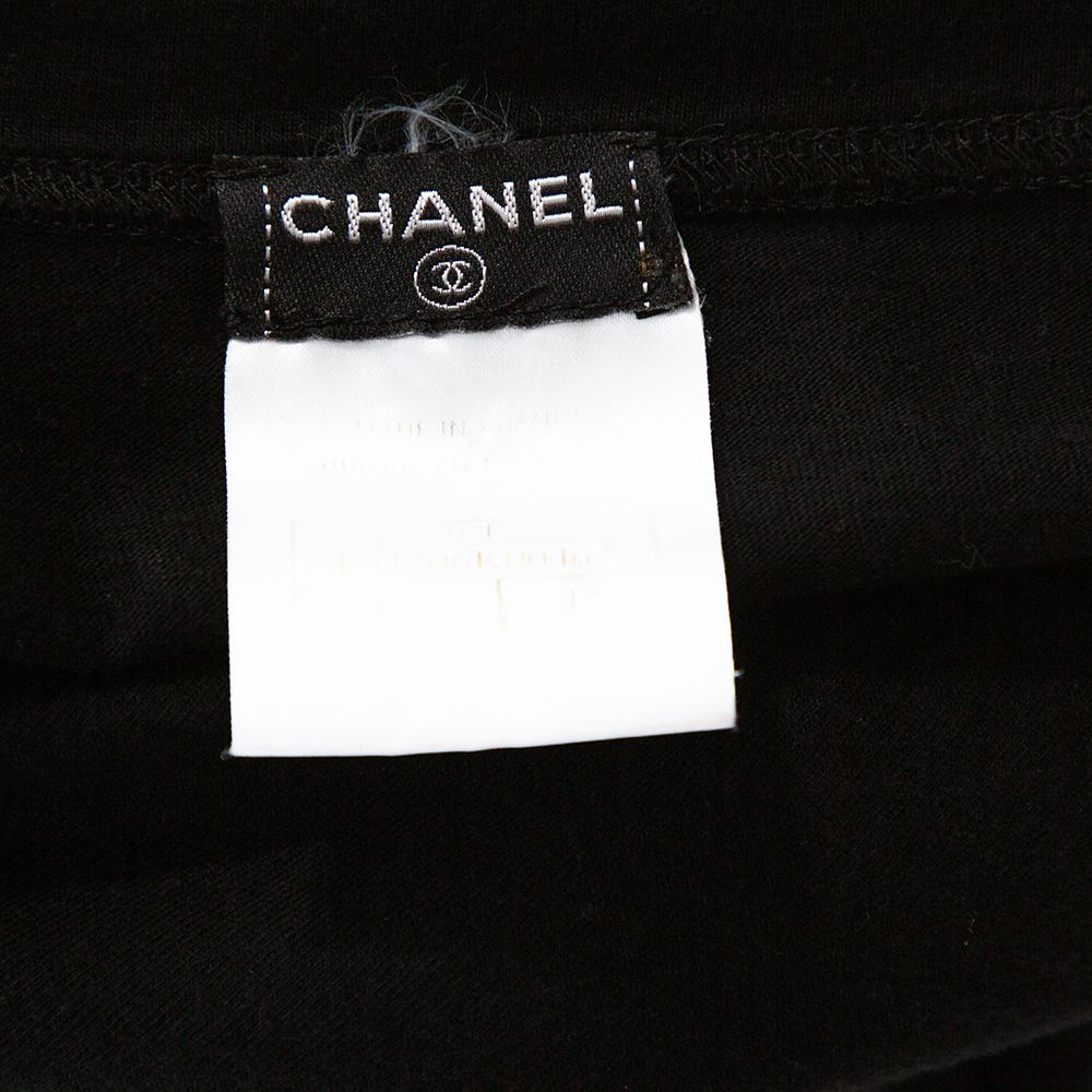 Women's Chanel Black Cotton 'Chanel Forever' Applique T-Shirt L