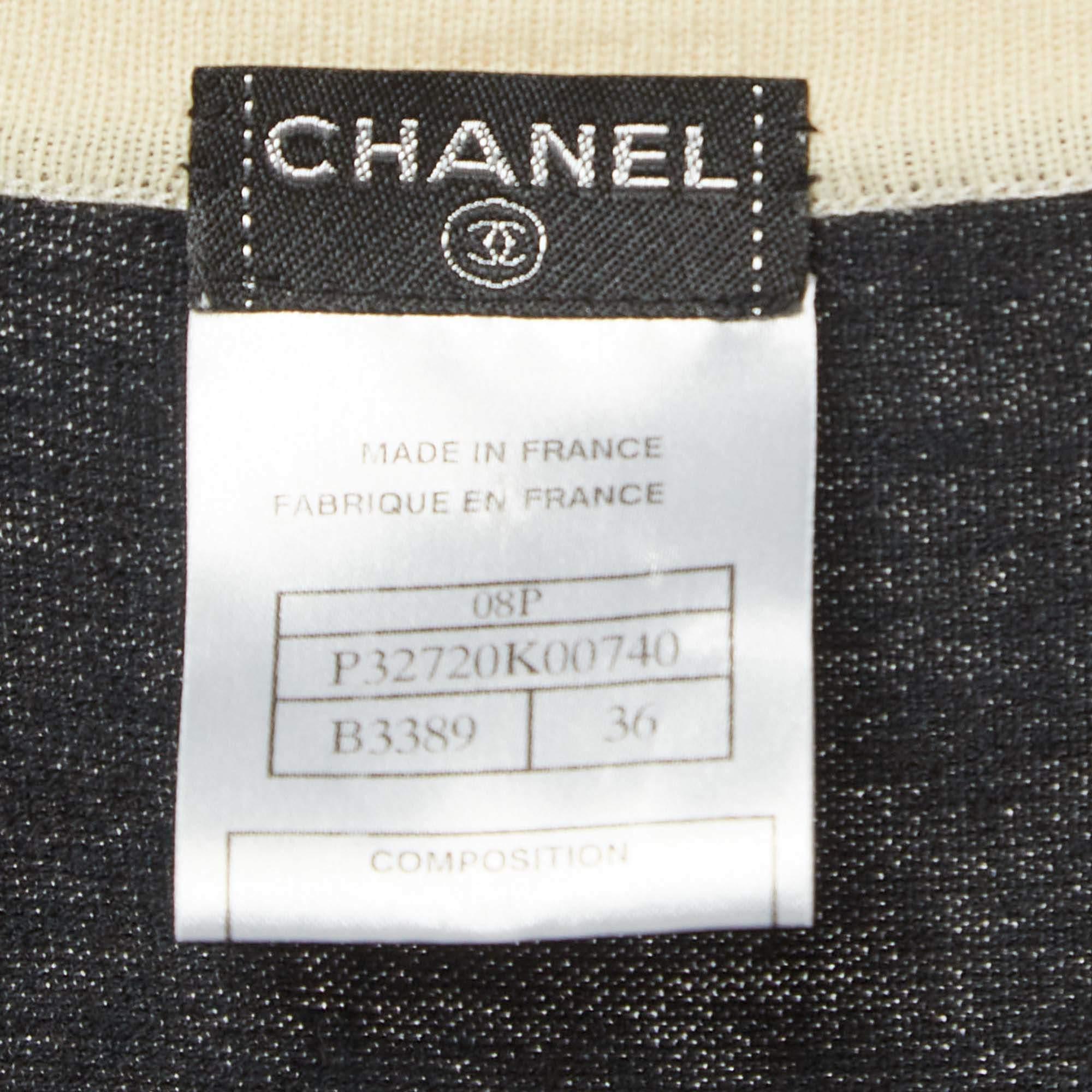 Chanel Black Cotton Knit Button Detail Tank Top S Bon état à Dubai, Al Qouz 2