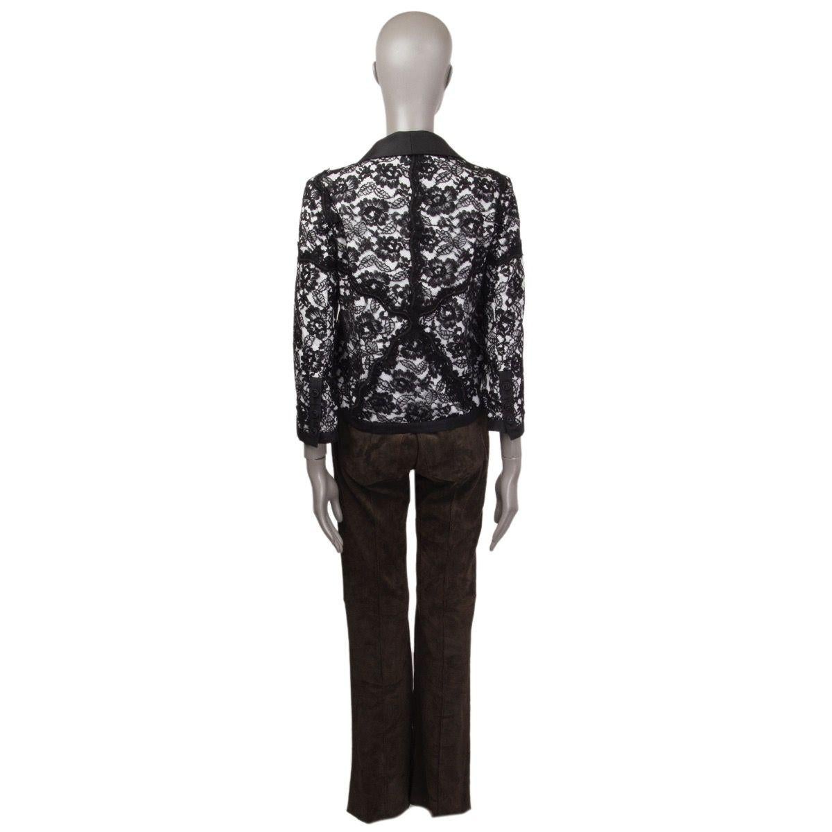 Donna CHANEL giacca blazer in cotone nero con laccetti in pizzo 38 S in vendita