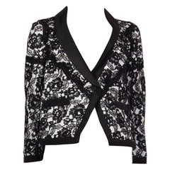 CHANEL - Blazer en coton noir à dentelle LAYERED 38 S