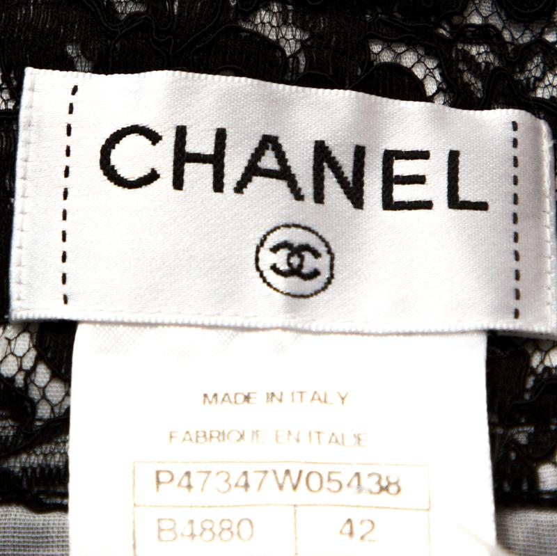Chanel Black Cotton Lace Sleeveless Shift Dress L In Excellent Condition In Dubai, Al Qouz 2