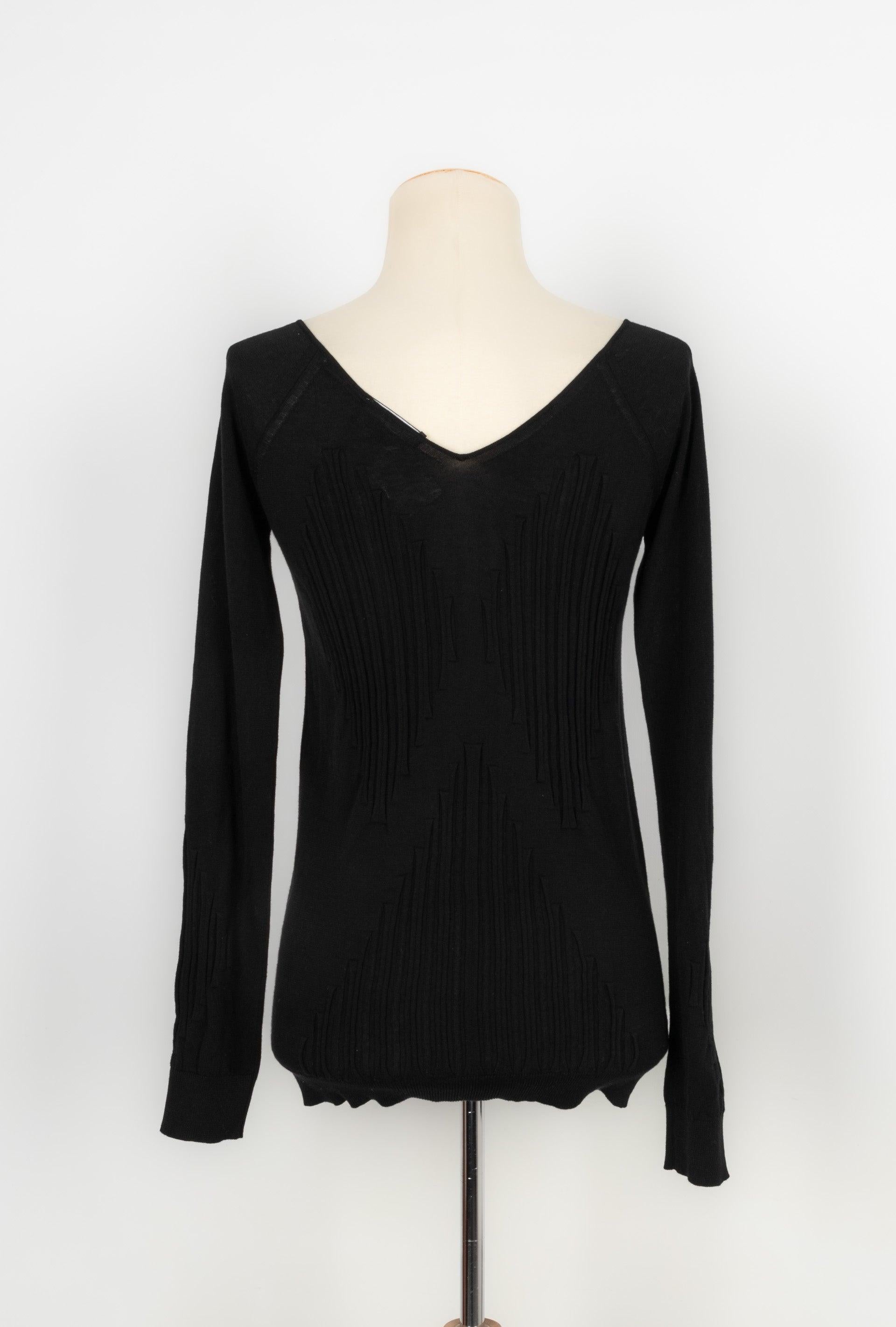 Chanel Black Cotton Long-sleeved Top In Excellent Condition For Sale In SAINT-OUEN-SUR-SEINE, FR