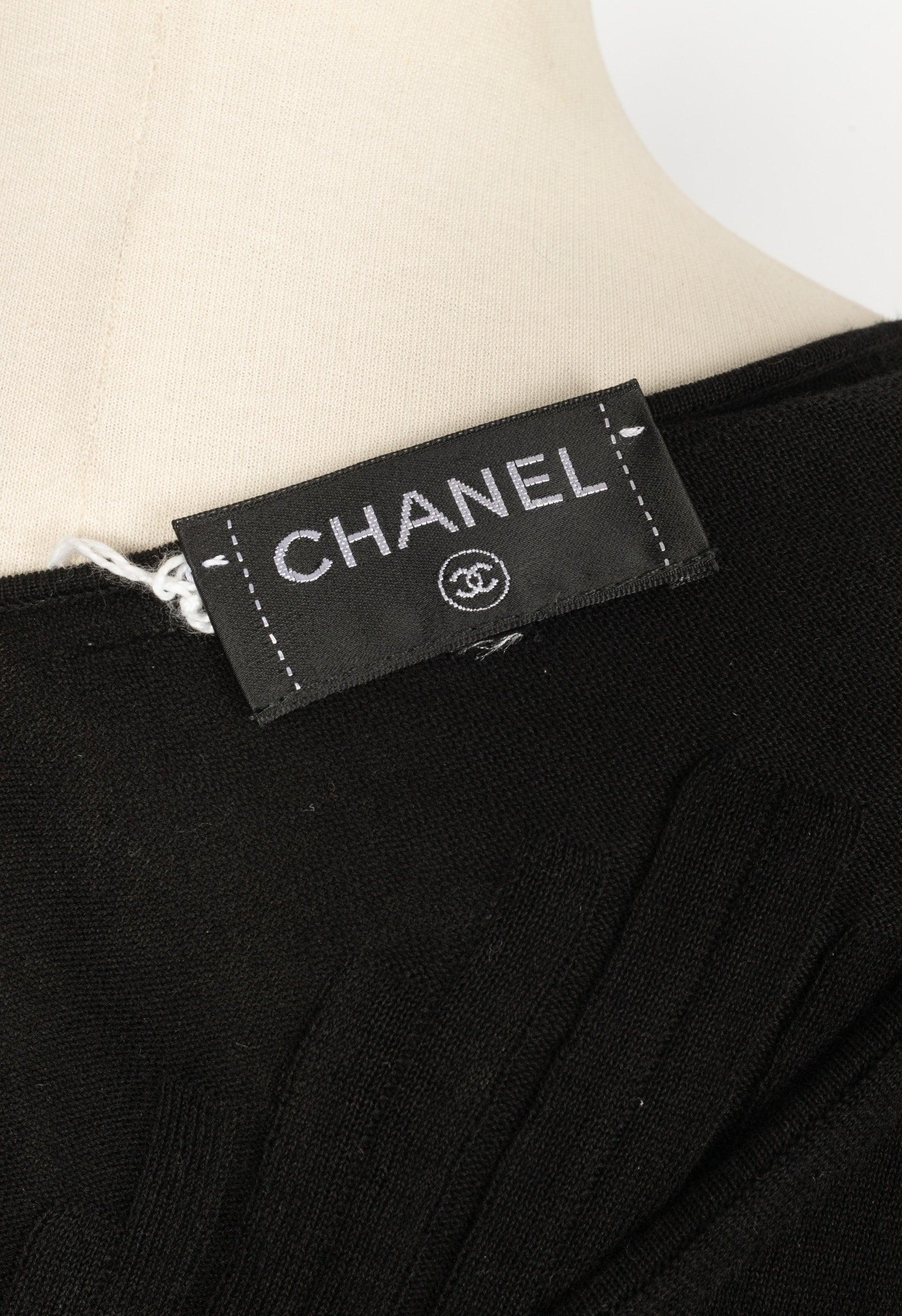 Chanel Black Cotton Long-sleeved Top For Sale 4