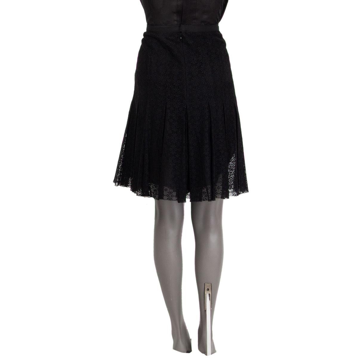 Black CHANEL black cotton polyamide LACE PLEATED Skirt 48 XXL