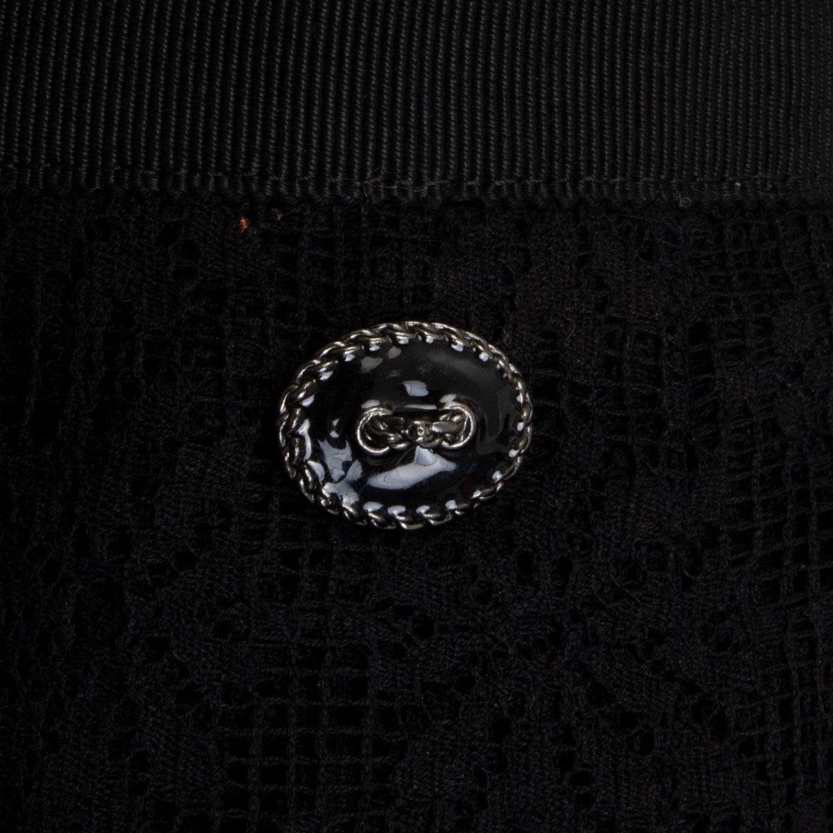 Women's CHANEL black cotton polyamide LACE PLEATED Skirt 48 XXL