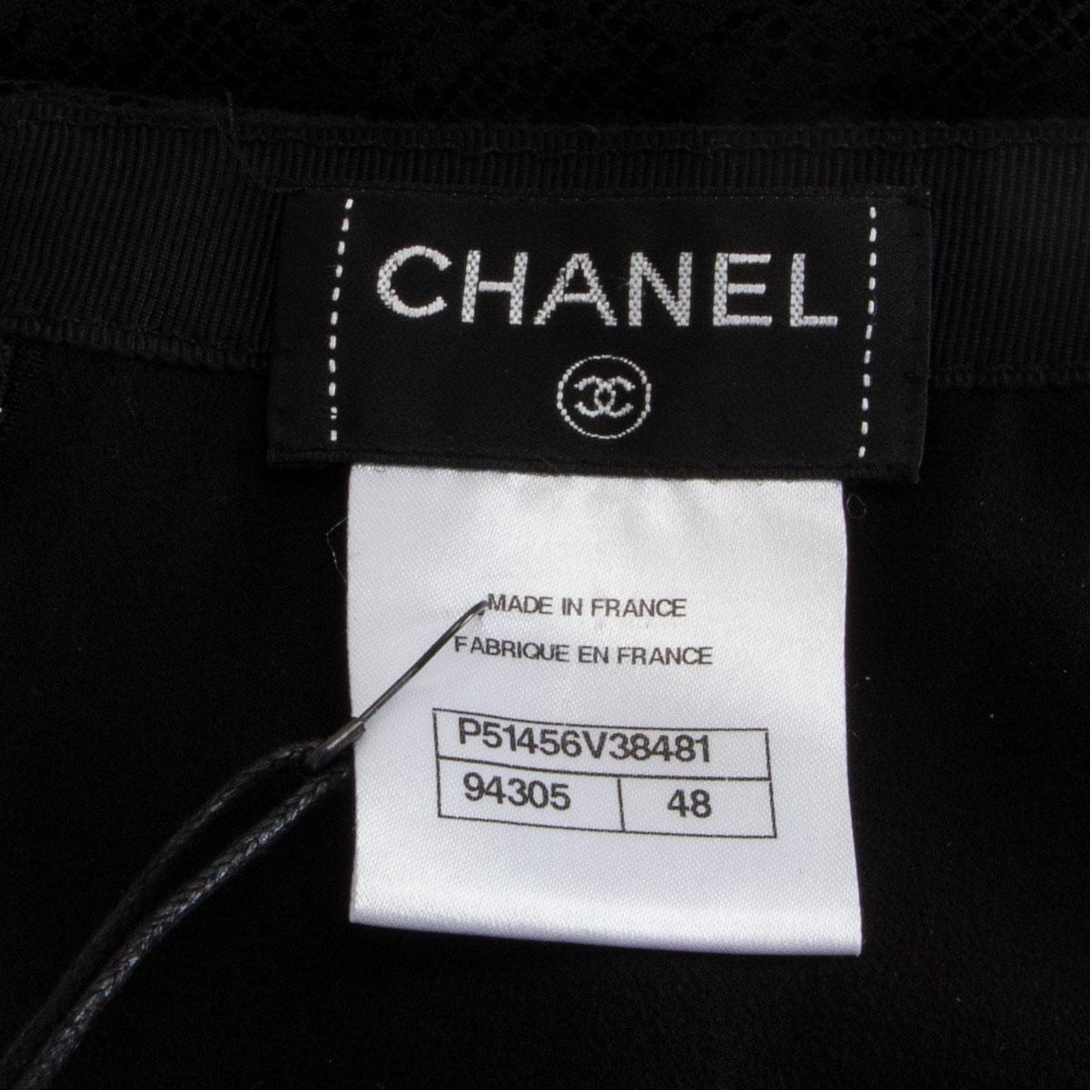 CHANEL black cotton polyamide LACE PLEATED Skirt 48 XXL 2