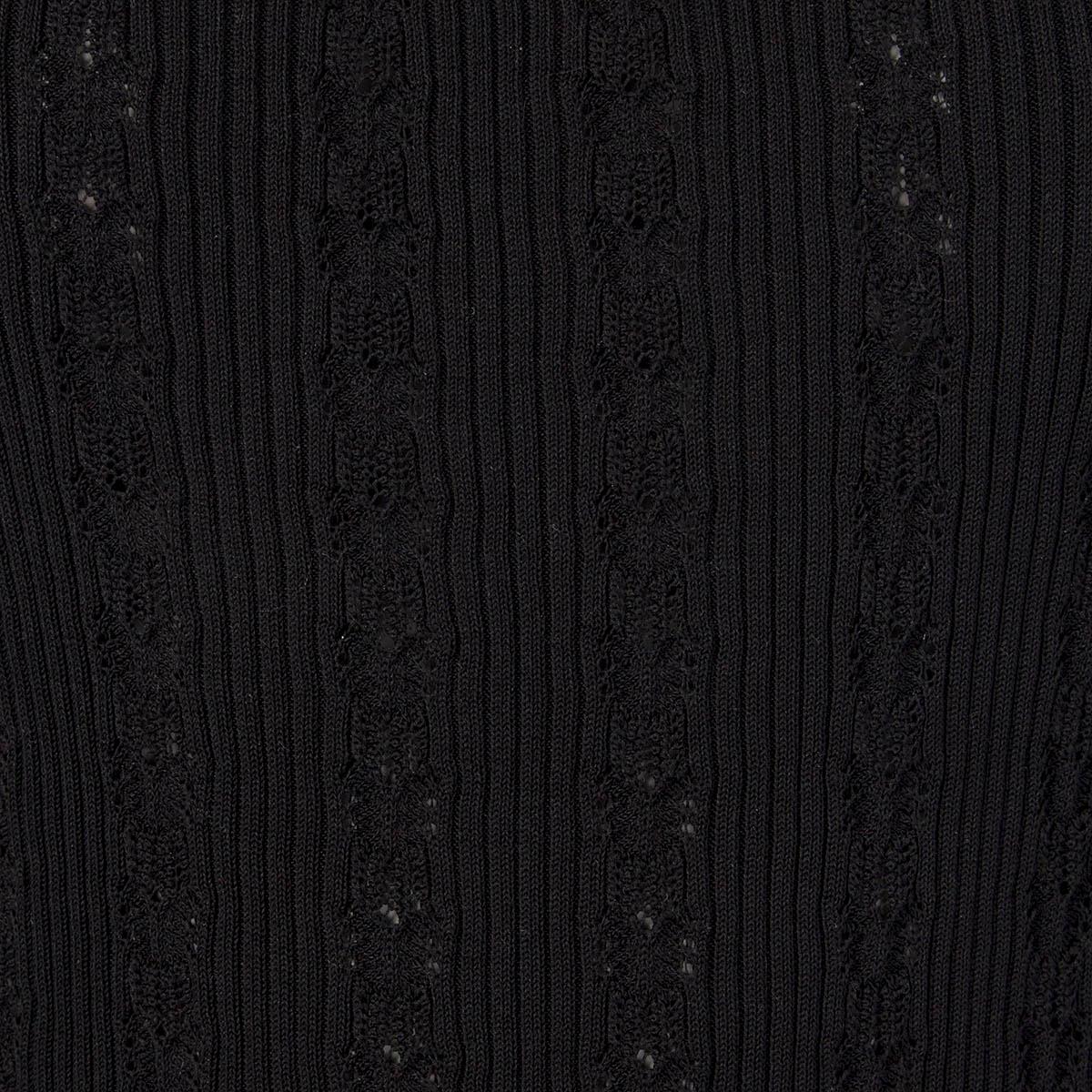 Black CHANEL black cotton RIB KNIT POINTELLE Tank Top Shirt 38 S