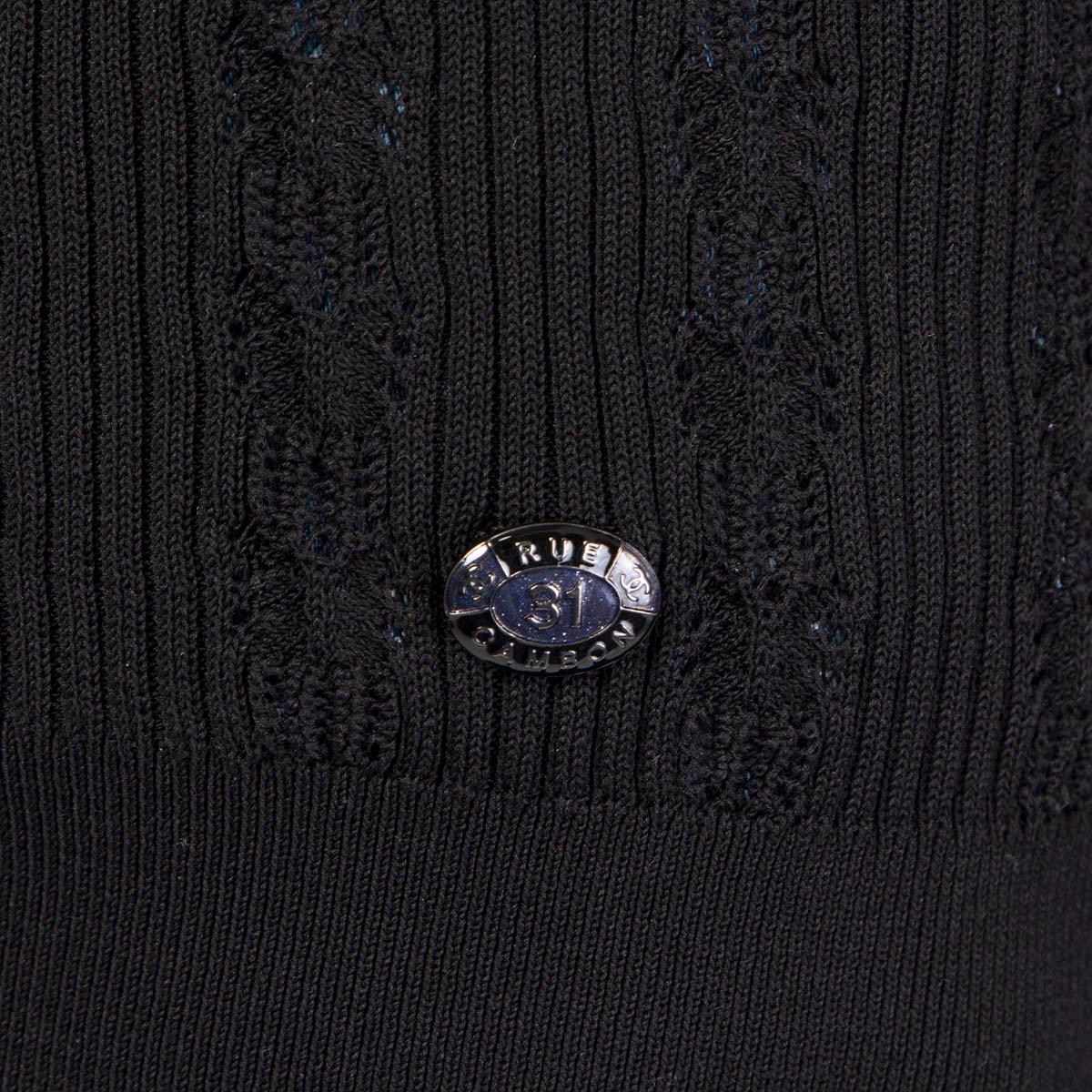 Women's CHANEL black cotton RIB KNIT POINTELLE Tank Top Shirt 38 S