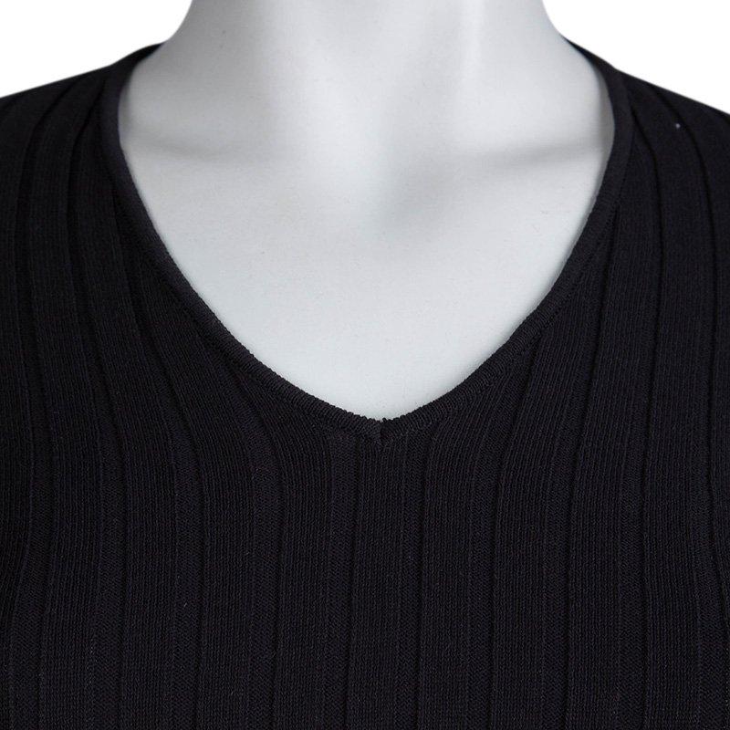 Women's Chanel Black Cotton Ribbed Knit Sweater S