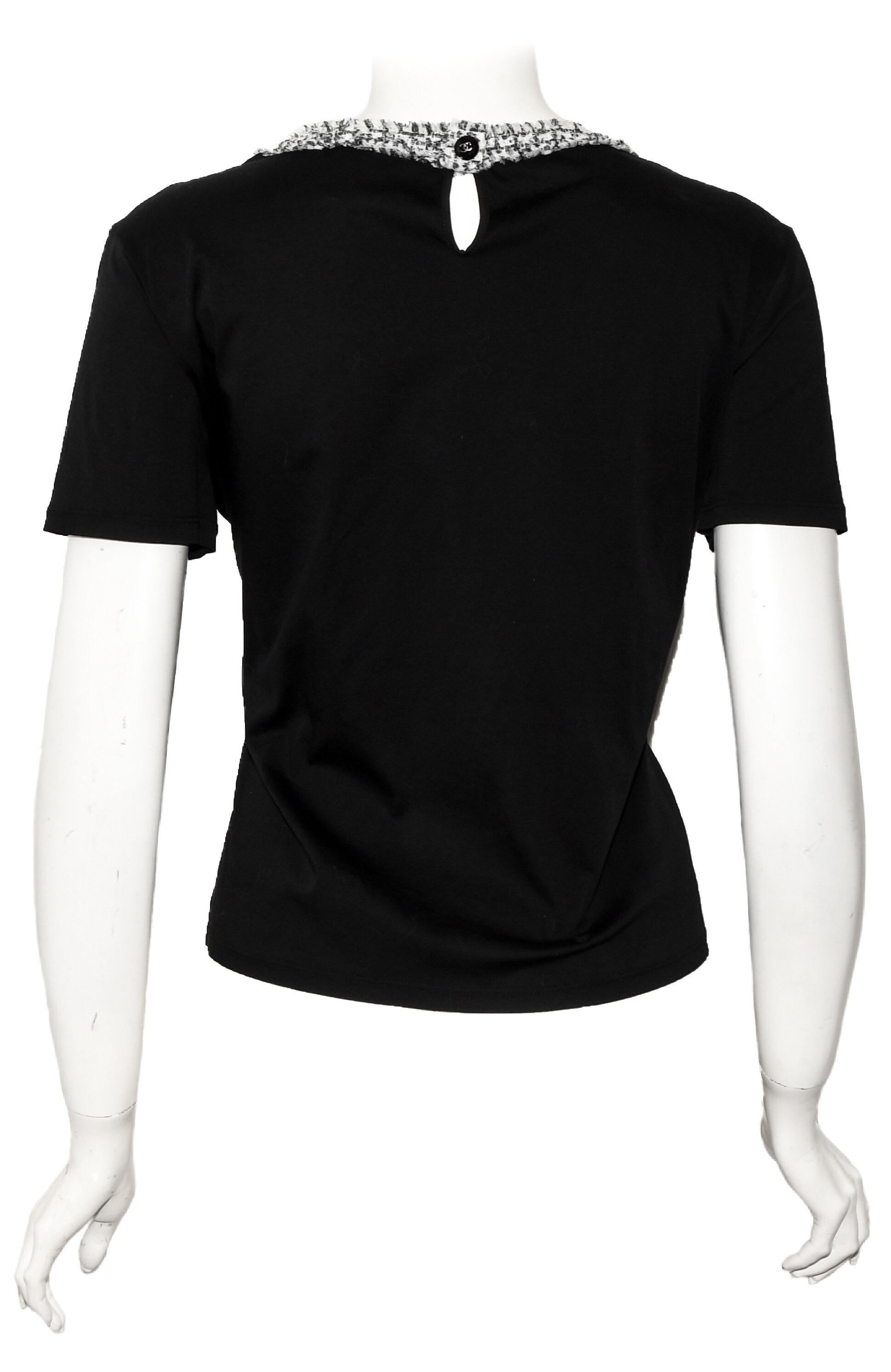 Chanel Black Cotton Short Sleeve T Shirt  In Excellent Condition In Palm Beach, FL