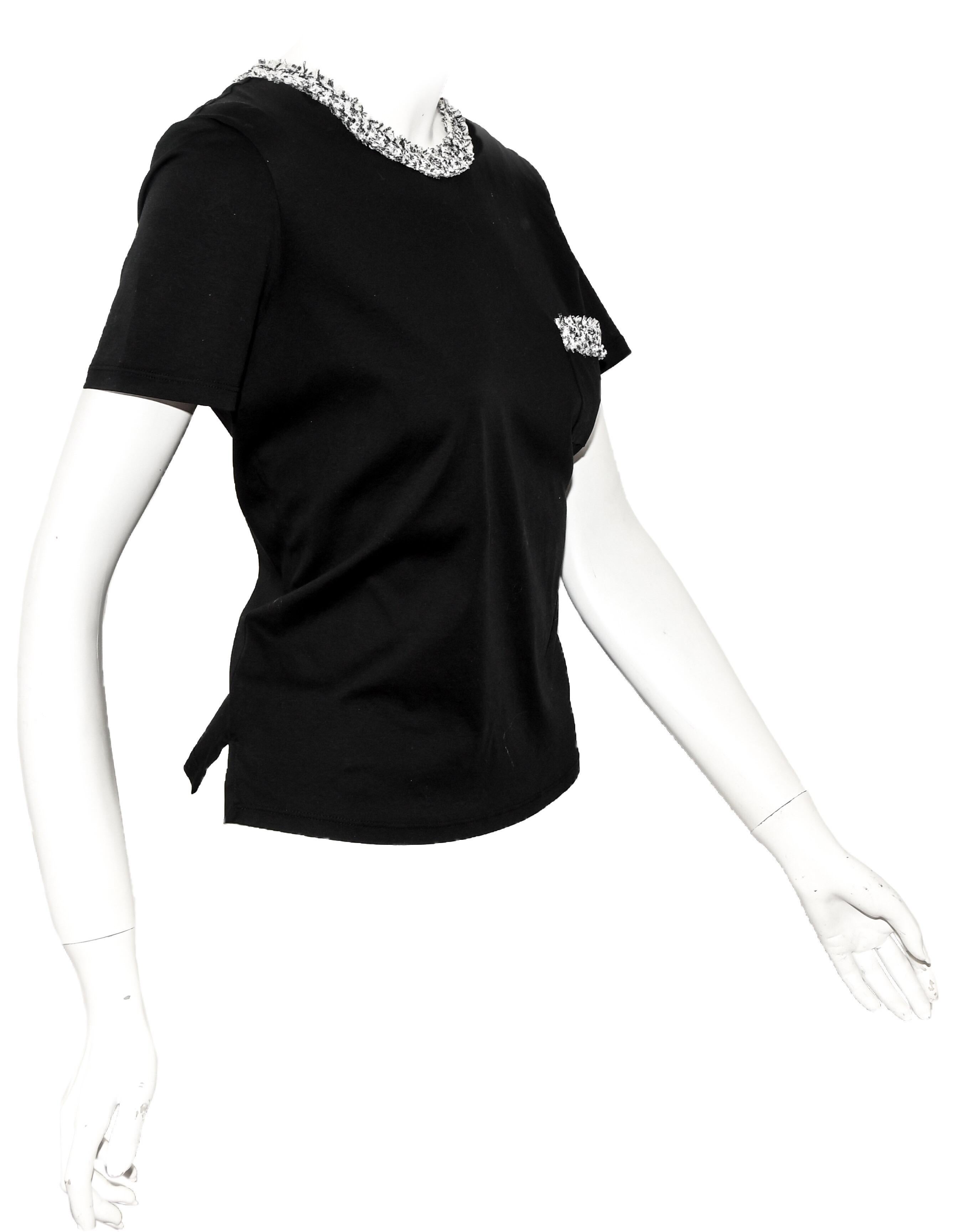 Women's Chanel Black Cotton Short Sleeve T Shirt 