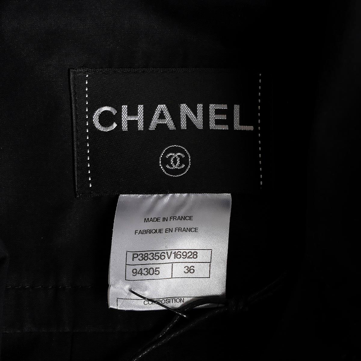 CHANEL black cotton silk 2010 10P TWEED TRIM TRENCH Coat Jacket 36 XS For Sale 4