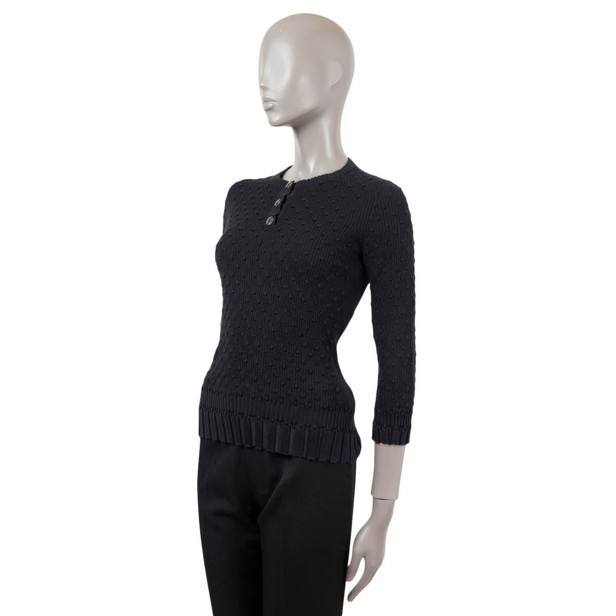 CHANEL black cotton silk 2018 18P TEXTURED RIB-KNIT Sweater 38 S 1