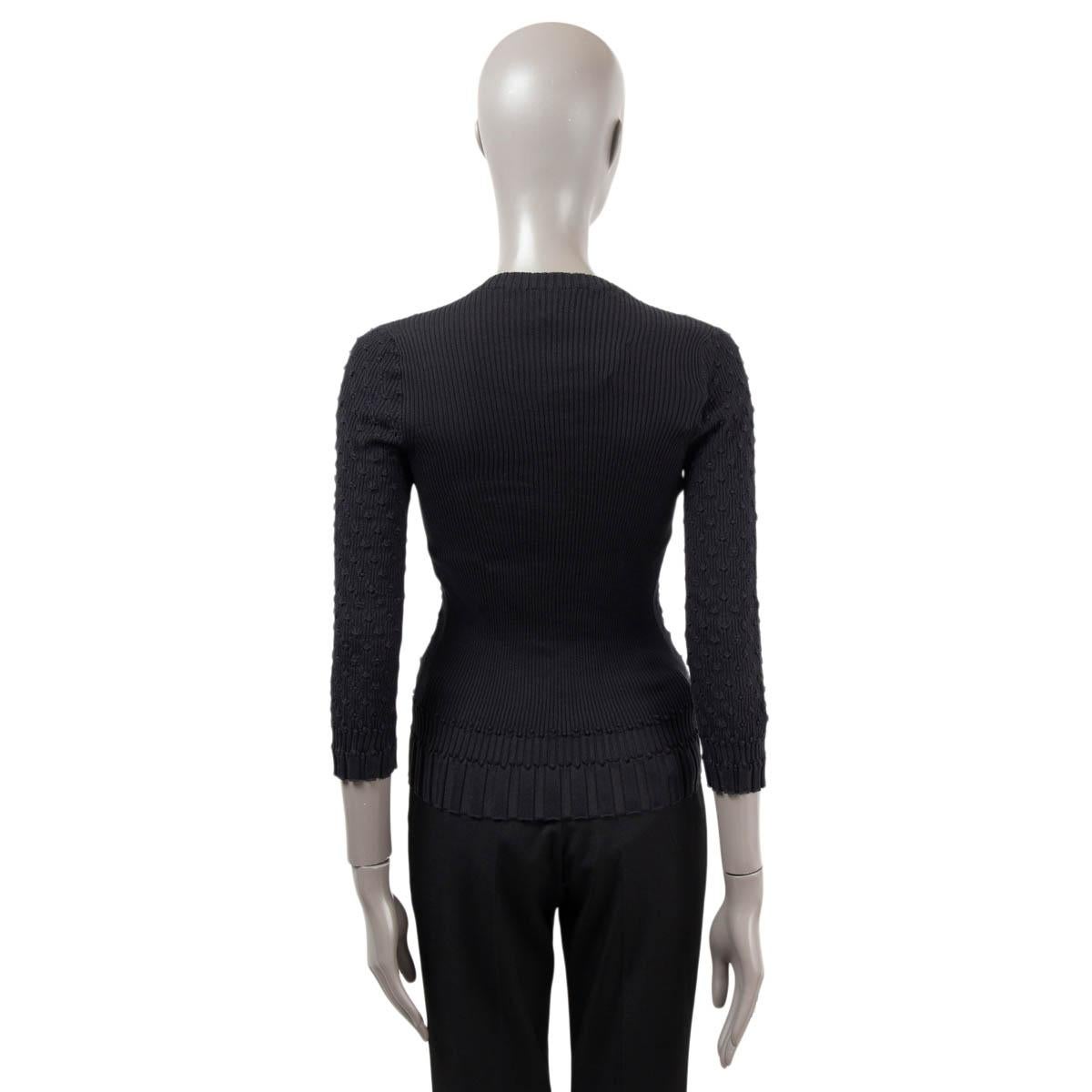 CHANEL black cotton silk 2018 18P TEXTURED RIB-KNIT Sweater 38 S 2