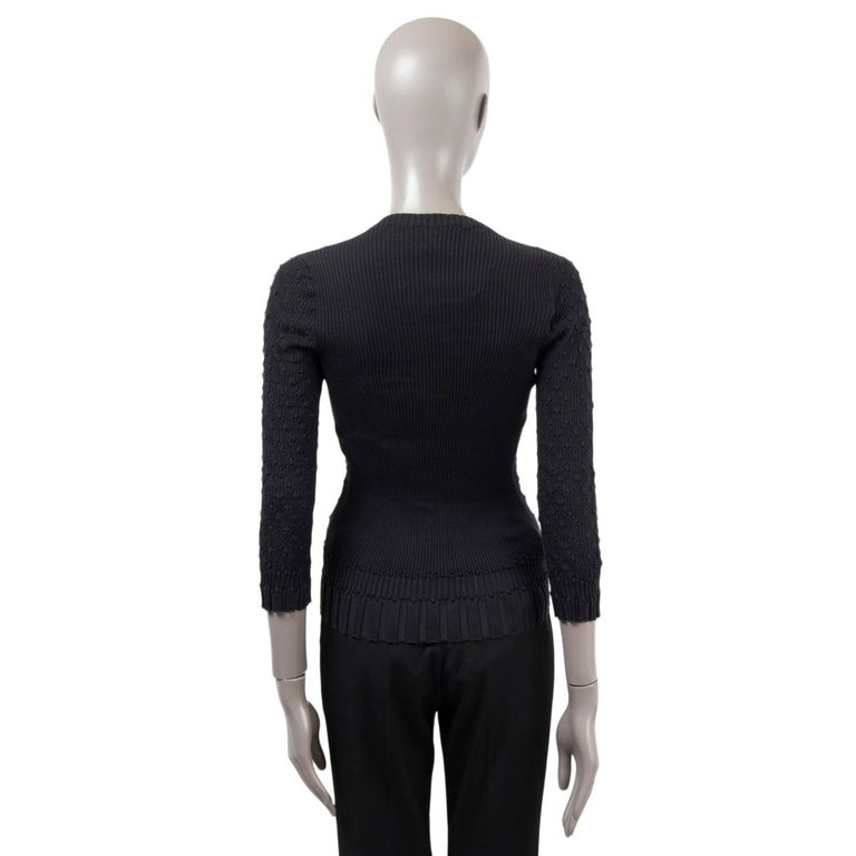 CHANEL black cotton silk 2018 18P TEXTURED RIB-KNIT Sweater 38 S For Sale  at 1stDibs