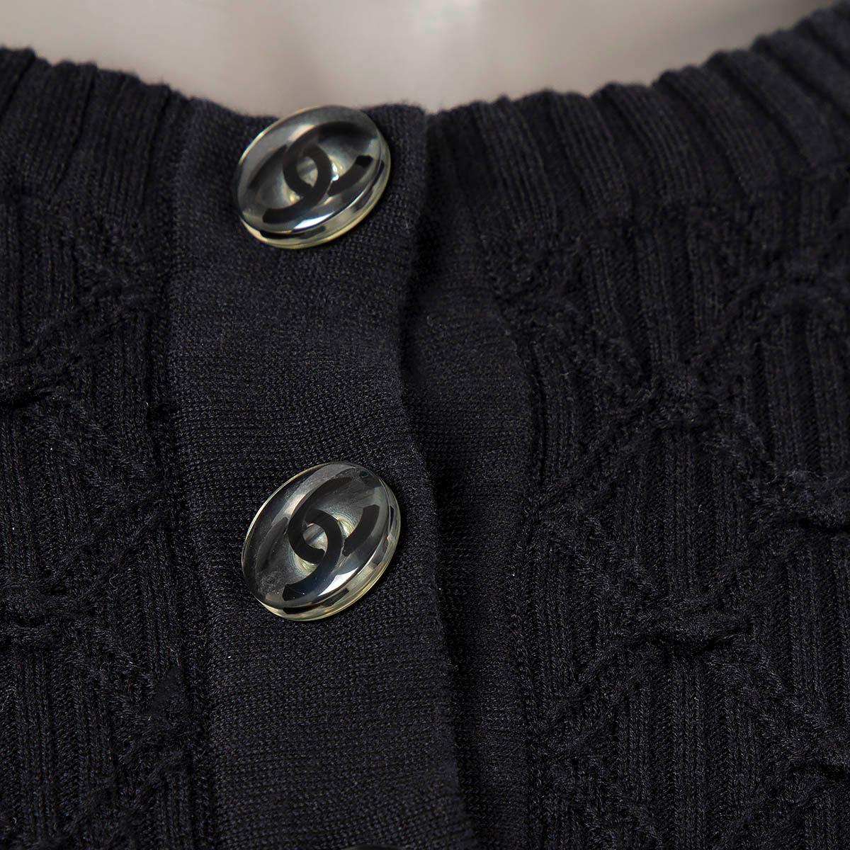 CHANEL black cotton silk 2018 18P TEXTURED RIB-KNIT Sweater 38 S 3