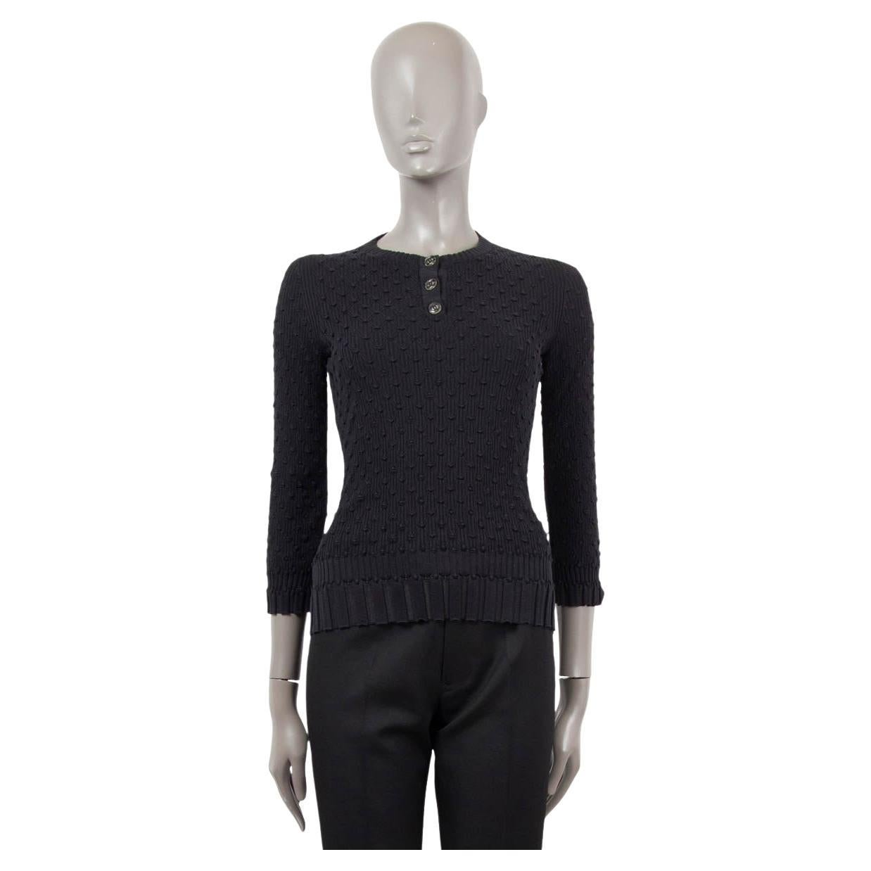 CHANEL black cotton silk 2018 18P TEXTURED RIB-KNIT Sweater 38 S