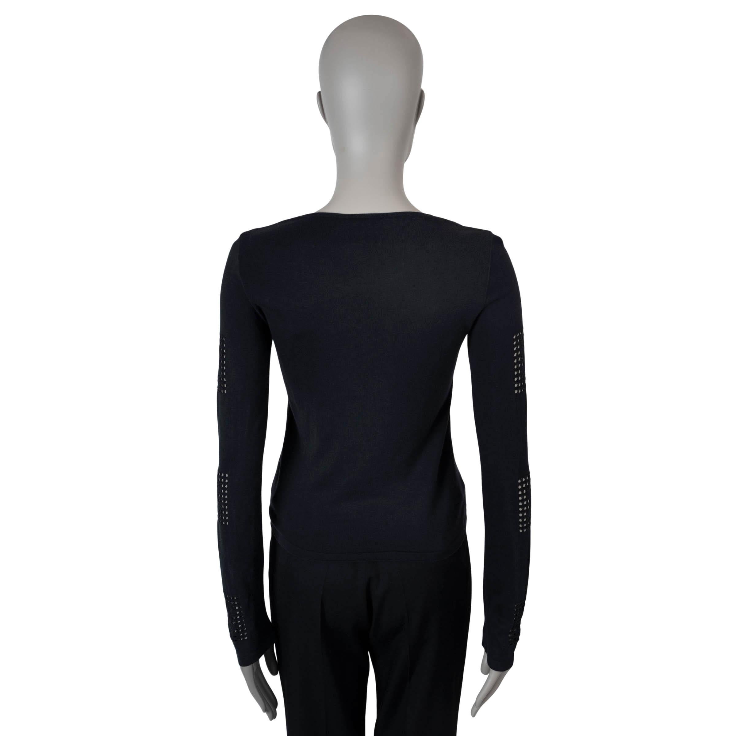 Black CHANEL black cotton VINTAGE CC LACE KNIT Sweater XS / S For Sale