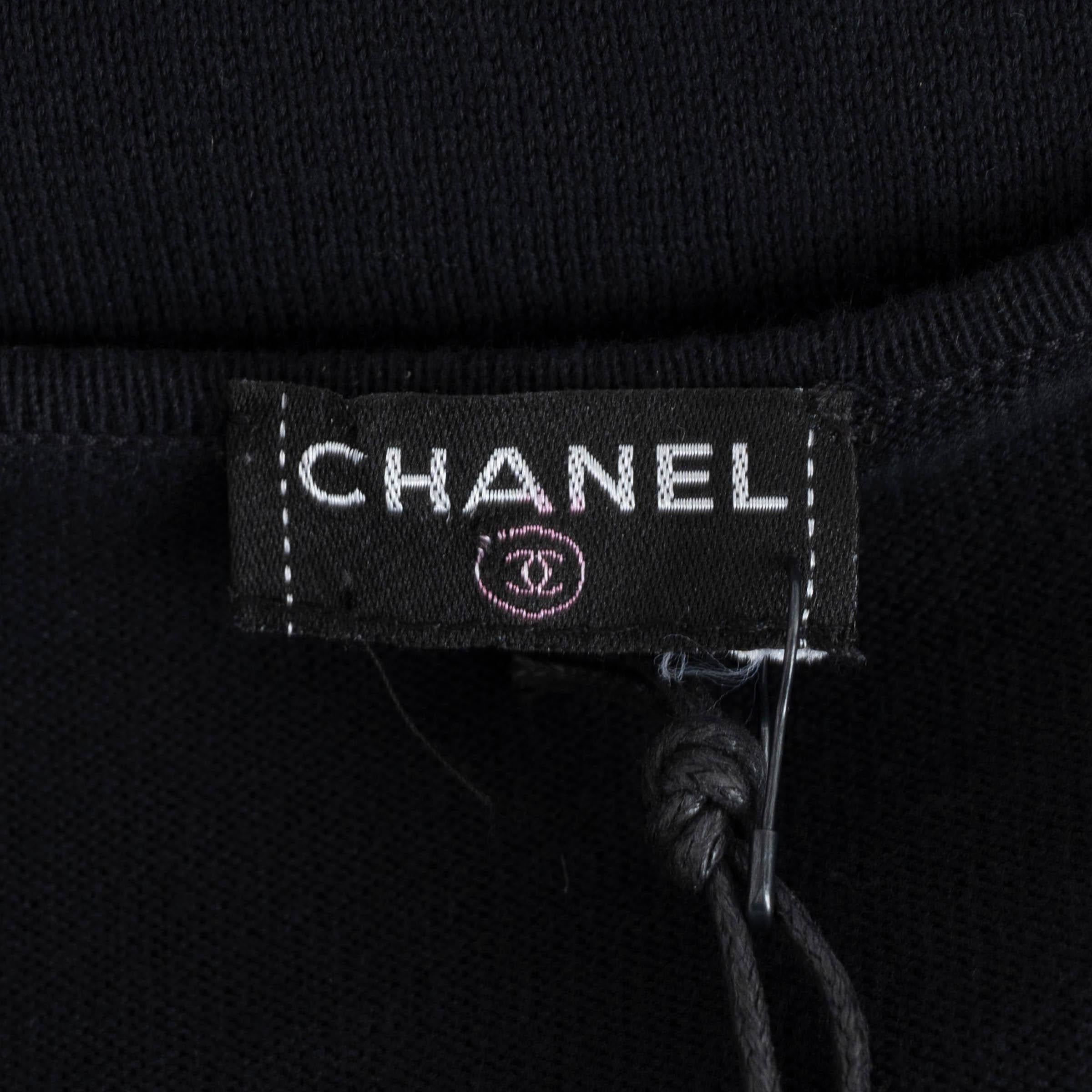 CHANEL black cotton VINTAGE CC LACE KNIT Sweater XS / S For Sale 3