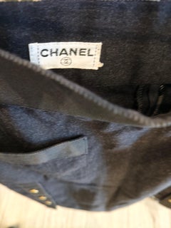 Chanel Vintage Black A-Line Skirt with Gold Buttons, Size M