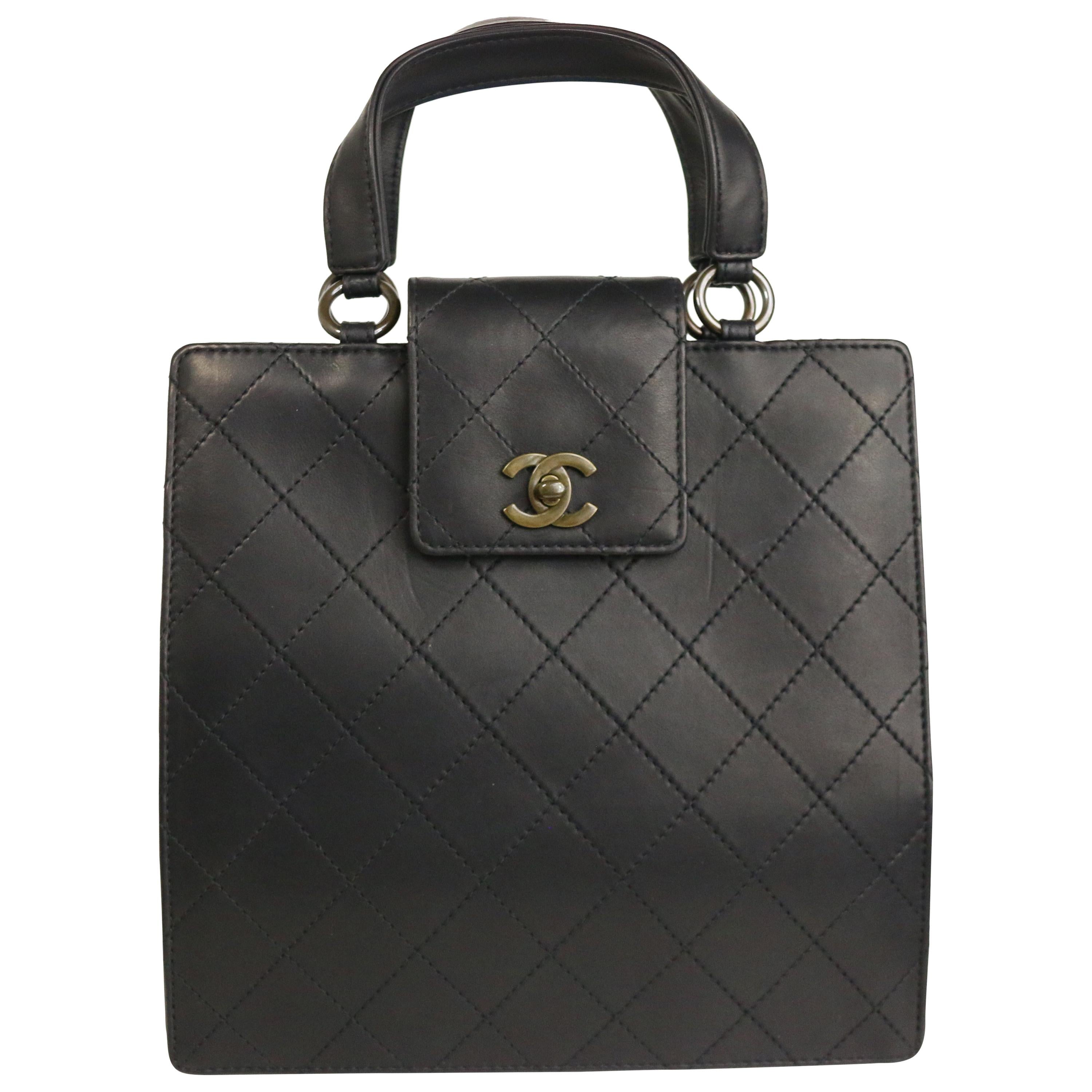 Chanel Black Cow Leather Handle Bag