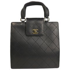 Vintage Chanel Black Cow Leather Handle Bag