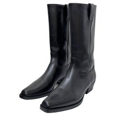 Used Chanel Black Cowboy Boots