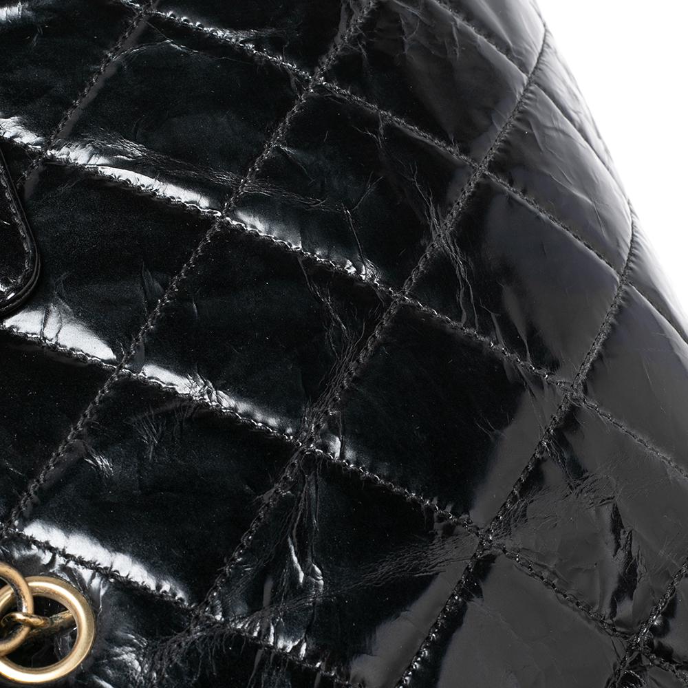 Chanel Black Crackled Glazed Quilted Leather Reissue Chain Tote 2