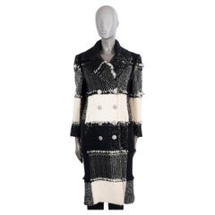 CHANEL black cream 2016 16A ROME DOUBLE BREASTE TWEED Coat Jacket 38 S