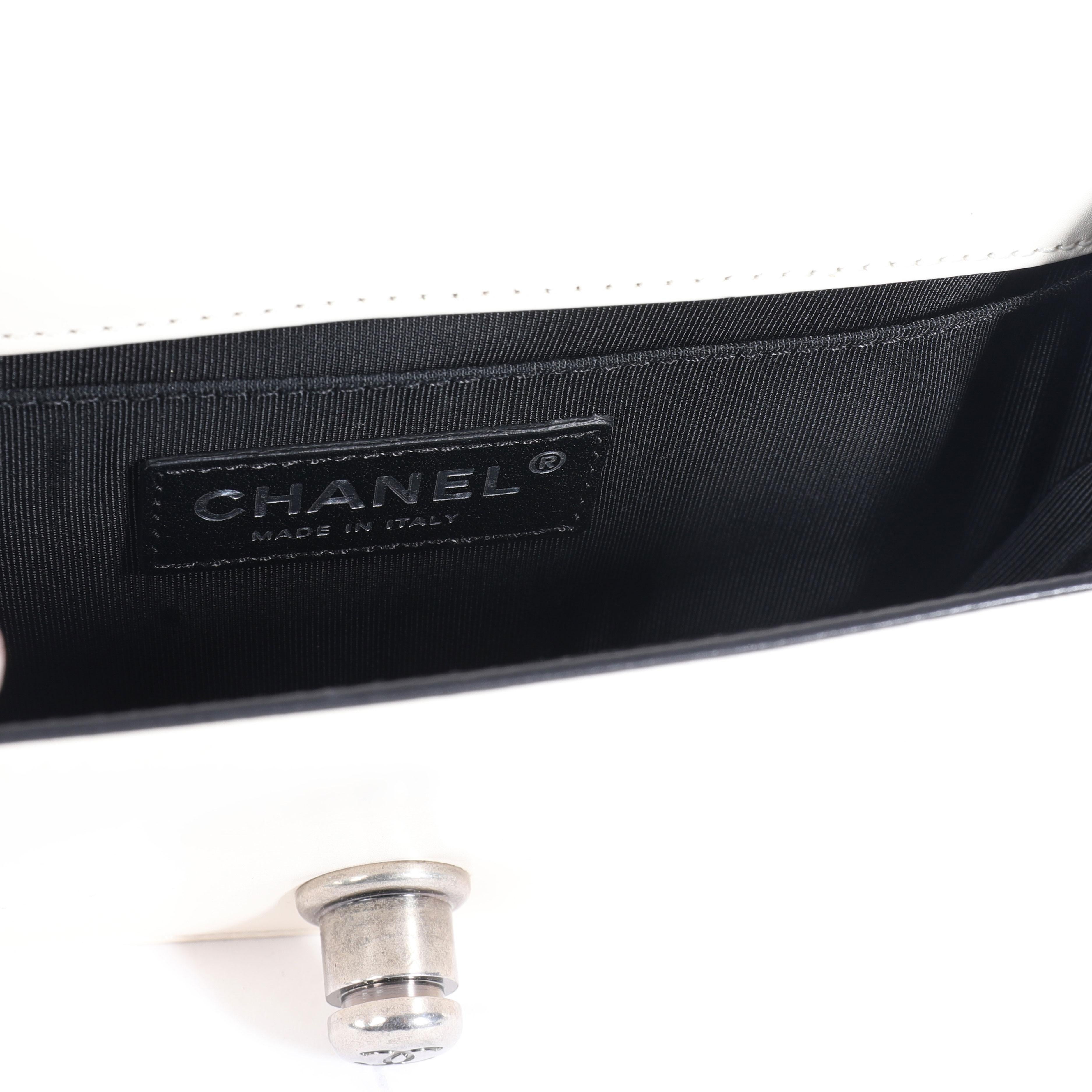 Chanel Black & Cream Calfskin Leather Small Boy Bag 2