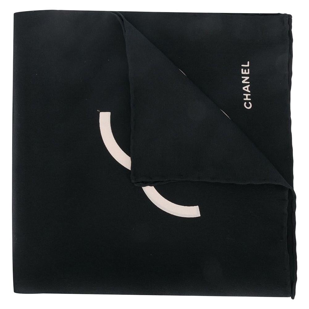 Chanel Black & Cream CC Logo Handkerchief