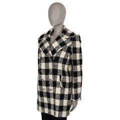 CHANEL black & cream wool 16A ROME CHECK TWEED Jacket 36 XS