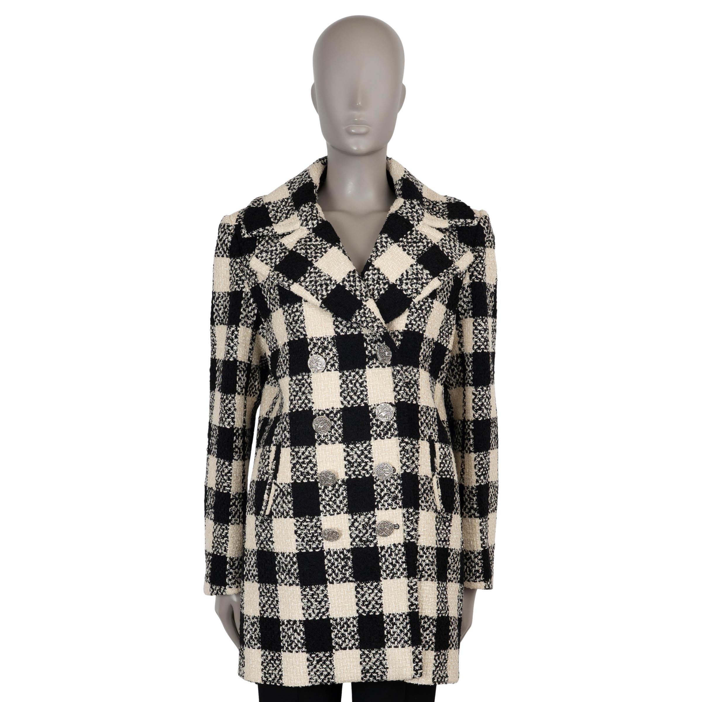 CHANEL black
cream wool 16A ROME CHECK TWEED Jacket 36 XS