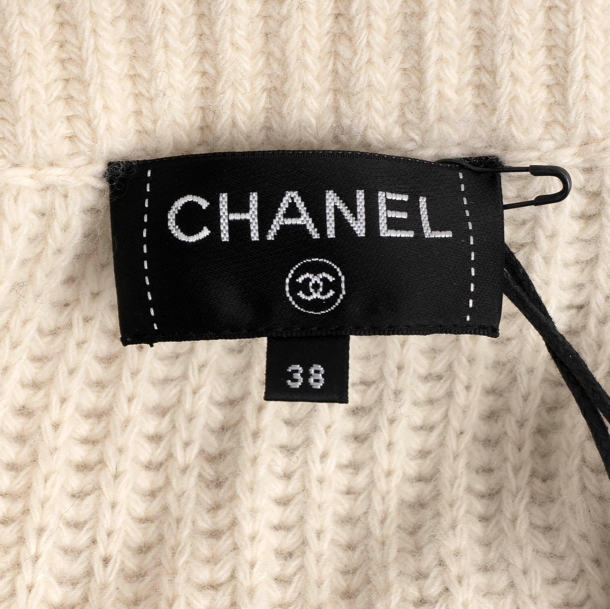 CHANEL black & cream wool 19B BOUCLE & CABLE KNIT Bomber Jacket 38 S 3