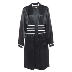 Chanel - Robe midi en crêpe noir avec fermeture éclair sur le devant M